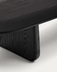 Table basse moderne en bois de chêne massif 100% finition noire Meubles de salon 146x64cm - Product Image 5