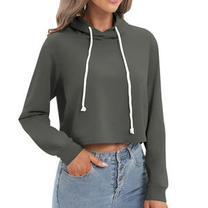 เสื้อฮู้ดเอวลอยทำจากวัสดุระบายอากาศ100% สำหรับผู้หญิงเสื้อครอปไหล่ตกราคาสมเหตุสมผล - Product Image 1