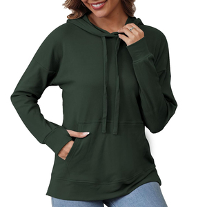 Ropa deportiva de mujer de alta calidad, chándal de lana de algodón ajustado, pantalones con capucha personalizados, diseño elegante para invierno, parte delantera de punto - Product Image 3