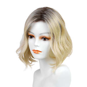 Becca-DWY High Quality Warm Blonde Curly Glueless Synthetic <b>Wig</b> Free Part Mono SkinWeft Transparent <b>Lace</b> 24 Inches Stretched - Product Image 4