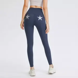 Mid Women Yoga <b>Leggings</b> Seamless Eco-Friendly Quick Dry Breathable Polyester/Cotton Comfortable Solid <b>Pattern</b> Workout Pants - Product Image 1