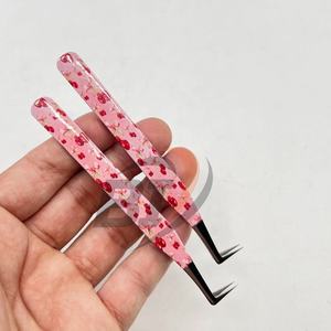 Pinzas para Pestañas de Acero Inoxidable con Punta Puntiaguda, Logotipo Grabado Personalizado, Pinzas para Extensión de Pestañas con Diseño de Cereza a 90 Grados - Product Image 3