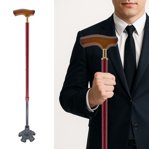 Bastón ligero de aleación de aluminio ajustable de 27-36 "con agarre de madera y almohadillas de goma para pies - Product Image 6