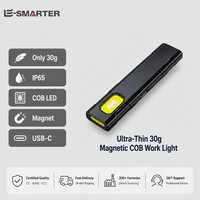 Lampe de travail COB magnétique ultra-mince 30g, lampe d'inspection LED portable à clip, rechargeable USB-C pour réparation automobile et éclairage d'urgence