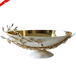 2025 le plus beau bol de service en chocolat blanc et doré en métal pour le restaurant et le bar de l'hôtel - Product Image 1