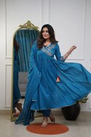 Ensemble Kurti Anarkali indien avec pantalon et dupatta pour femme, en soie et viscose, longueur ras du sol, coupe ajustée, robe de soirée, tenue pakistanaise