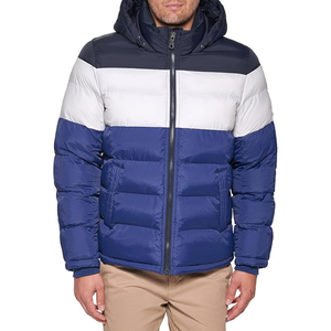 Chaqueta acolchada ajustada de invierno para hombre con tejido transpirable, cuello levantado, cierre de cremallera, relleno de fibra de poliéster - Product Image 1