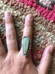 Navajo Half Twist <b>Turquoise</b> <b>Ring</b> <b>Turquoise</b> Nevada Bezel Setting Rhodium for Gift - Product Image 2