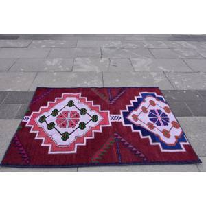 พรมขนแกะสีชมพูสีแดงแบบดั้งเดิมงานแฮนด์เมดพื้นที่ขนาดใหญ่2.2x3.3ฟุตสี่เหลี่ยมผืนผ้าตุรกีเย็บปะติดน้ำยางนามธรรมสำหรับตกแต่งห้องโถงห้อง - Product Image 4