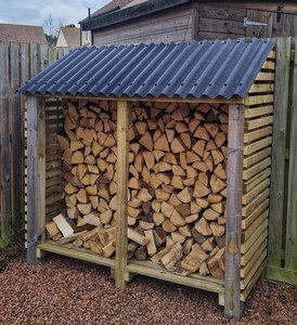 Wood Log Storage Shed With Corrugated <b>Roof</b> Outdoor Firewood Rack For Garden Use. - Product Image 1