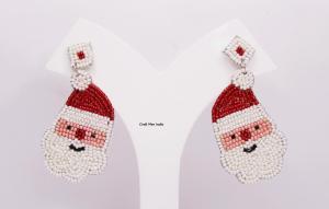 Wholesale New Elegant Pink Christmas Handmade Beads & Rhinestone Imitation Pearl Bow Tree <b>Earrings</b> <b>for</b> Women - Product Image 2