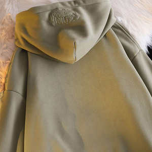 เสื้อมีฮู้ดลายนูนสำหรับผู้ชายเสื้อแนวสตรีทแวร์ผ้าฝ้าย100% โอเวอร์ไซส์กำหนดได้เอง - Product Image 6