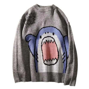 Unisex Large <b>Turtleneck</b> Knitwear <b>Sweater</b> Shark Pattern Hoodie Embroidery Casual Winter Heat Print Logo Mens Knitted Clothing - Product Image 1