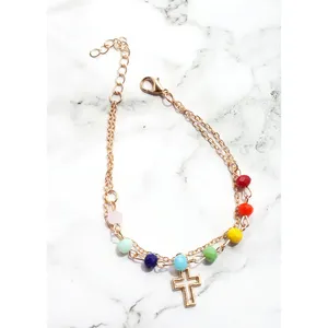 Braccialetto Cristiano Alla Moda A3shop con Croce, Diamante e Charm di Perla per Matrimoni - Product Image 1