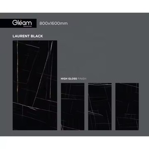 Liguria กระเบื้องปูพื้นลายหินอ่อนหรูหราสีดำขนาด800*1600มม. เคลือบผนังเงาสูงขนาด32*64นิ้วใช้ในห้องน้ำที่ทันสมัย - Product Image 3