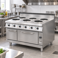 Cuisinière ronde commerciale à 4 ou 6 brûleurs avec armoire, en acier inoxydable, sur pied, à gaz, pour restaurant et restauration