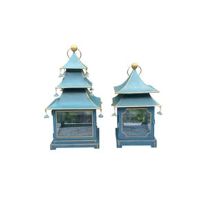 Lanterne Porte-Bougie Pagode Antique en Métal Doré Peinte à la Main, Décoration Décorative pour la Maison, Pièce Centrale avec Clochettes - Product Image 3