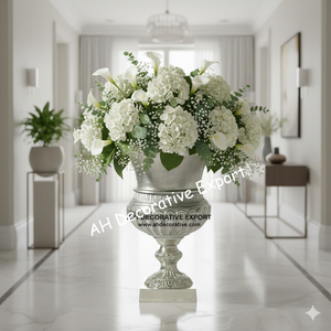 Vase à fleurs portable en aluminium plaqué or mat moderne pour la décoration de mariage/fête - Product Image 6