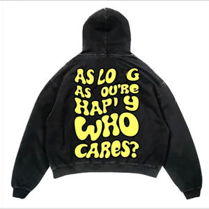 Streetwear personnalisé de haute qualité sweat à capuche brodé en molleton de coton surdimensionné pour hommes - Product Image 4