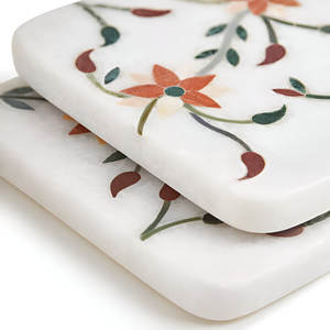 Best-seller Ensemble de sous-verres en céramique fabriqués à la main avec une incrustation de pierre fine indienne exquise incrustation de marbre blanc sous-verres en marbre blanc - Product Image 3