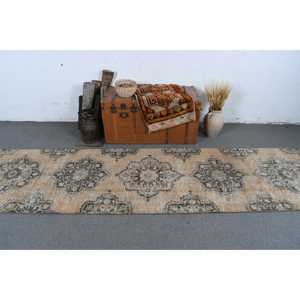 2.9x10.8 ft Turkish Rug, Vintage Runner Rug, <b>Brown</b> Oriental <b>Wool</b> Rug - Product Image 2