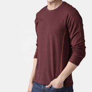Camiseta de manga larga de fabricante sin etiqueta para hombre, camiseta transpirable de algodón hecha a medida de fábrica, camiseta Ringer transpirable con OEM - Product Image 4