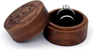 Modern Custom Velvet Mini <b>Rings</b> box Travel Jewellery Organizer Storage Brown Wooden Jewelry Box <b>for</b> <b>Rings</b> Earring BY HF CRAFTS - Product Image 2
