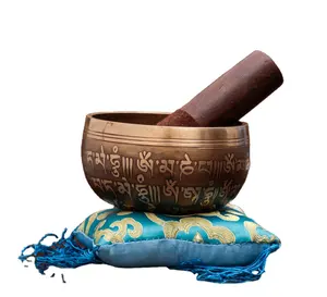 Buddha Mantra Carved Singing Bowl Mallet & Pillow Set - Harmonize Your Meditation Practice with Exquisite Craftsmanship