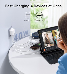 Adaptateur de <span class=keywords><strong>chargeur</strong></span> de téléphone <span class=keywords><strong>USB</strong></span> <span class=keywords><strong>C</strong></span> HNT GaN 40W 4 ports, <span class=keywords><strong>bloc</strong></span> de charge rapide multiport <span class=keywords><strong>USB</strong></span> <span class=keywords><strong>C</strong></span> avec prise US/EU/AU/JP/UK pour <span class=keywords><strong>chargeur</strong></span> <span class=keywords><strong>Apple</strong></span> - Product Image 3