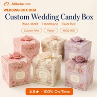 Boîte à bonbons carrée personnalisée faite à la main pour mariage, boîte cadeau vide romantique Rose Manor, emballage pour fête d'anniversaire
