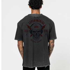 เสื้อยืดผ้ากรดสำหรับผู้ชายเสื้อยืดสไตล์สตรีทแวร์ปรับแต่งโลโก้เสื้อยืดโอเวอร์ไซส์สำหรับเด็กผู้ชาย - Product Image 3