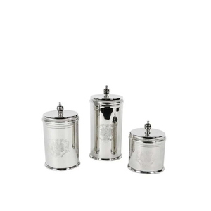 ชุดกระป๋องเก็บของโลหะเงินขัดเงาพร้อมฝาปิด ดีไซน์หรูหราสำหรับตกแต่งบ้าน ห้องครัว และห้องรับประทานอาหาร เหมาะสำหรับเก็บอาหารแห้ง - Product Image 3