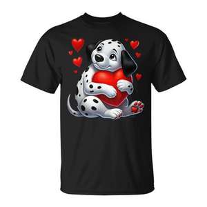 Camiseta con diseño de perro dámasceno abrazando un corazón para el Día de San Valentín, para amantes de los perros - Product Image 1