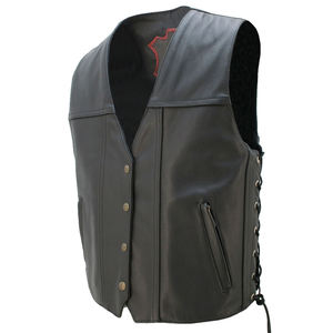 Chaleco de Cuero Gótico de Invierno para Hombre, Transpirable, con Cierre de Botones, Bolsillos Laterales, Cintura Ajustable con Cordones, Estilo Motero - Product Image 4