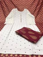 Vêtements ethniques pour femmes, ensemble en coton imprimé, kurta plazzo et duppata, avec impression sur feuille, travail du dieu rayonne kurti dupata, indien