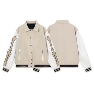 Chaquetas Varsity de Hombre de Alta Calidad con Logotipo Personalizado de Béisbol, Cuello de Cuero PU, Bordado Streetwear - Product Image 1