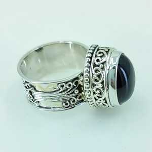 Navya Craft Women's Handmade Boho Statement Ring Black Onyx 925 <b>Solid</b> Sterling <b>Silver</b> Free Size 4-13 for Christmas Anniversary - Product Image 6