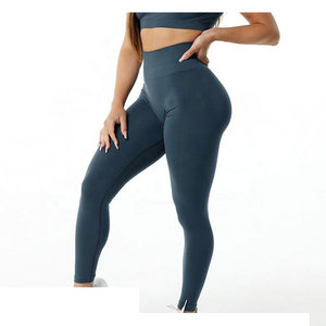Hot Selling Solid Scrunch Butt High Elastic Waist <b>Ankle</b>-<b>Length</b> Yoga <b>Leggings</b> Women Breathable Spandex/Nylon Four-Way Stretch - Product Image 4