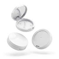 Boîte ronde en plastique blanc pour blush cosmétique portable avec miroir, options de logo et de couleur personnalisées