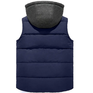 Veste en plumes pour hommes Veste en duvet Veste en coton rembourrée à capuche Gilet sans manches bleu clair Gilet cache-cou Gilet pour voyage Marche d'hiver - Product Image 3