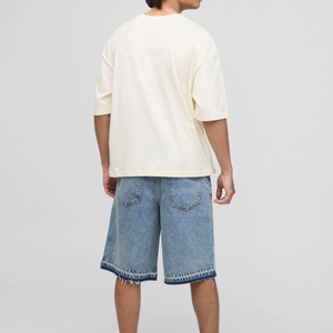 <b>Jean</b> Shorts <b>Men</b> Distressed <b>Ripped</b> Summer Casual Street-wear Stretch Fashion Knee Length Shorts Stretchable Denim Shorts - Product Image 3