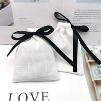Nouveau sac de rangement en tissu coton-lin pour emballage de bijoux, sachet respirant et lavable, petit sac en tissu