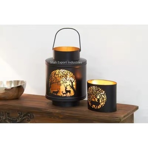 Bocaux à bougies votifs ronds en métal de fabrication indienne avec conception de flocon de neige pour la maison et les décorations de Noël - Product Image 6
