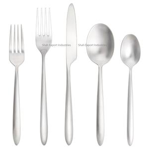 Recién llegado, juego de cubiertos de Metal con mango redondo plateado para el hogar y los hoteles, vajilla, juegos de cubiertos para comer - Product Image 5