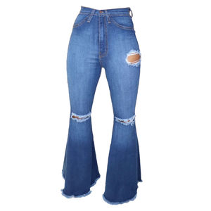 Pantalones vaqueros desgastados para mujer de nuevo estilo, pantalones pitillo de cintura media con decoración de botones, pantalones de camionero GF informales de talla grande - Product Image 2