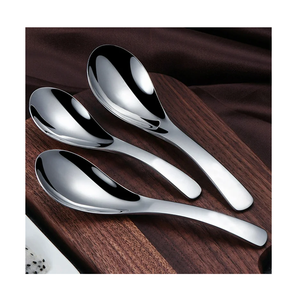 ชุดเครื่องใช้บนโต๊ะอาหารช้อนซุปทำจากสแตนเลสช้อนซุปผักสีเงินขัดเงา - Product Image 1