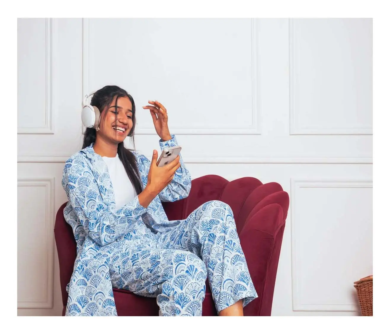 Indian 100% pure cotton pyjamas, Womens pure cotton pj's, ultra soft cotton pyjama Set trousers shirts, anokhi printed cotton