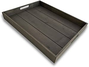 Plateau de service fête Acacia bois servant petit déjeuner organisateur de nourriture rectangulaire personnalisé plateau de service en bois avec poignées - Product Image 4