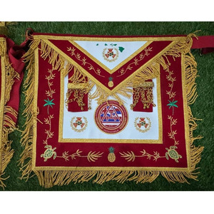 Tablier de maître-maçon de la Loge bleue du Canada, bleu ciel avec rosettes maçonniques et bordure bleue foncé avec broderie dorée 2026 - Product Image 6