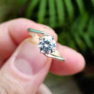 Handmade 925 Sterling <b>Silver</b> <b>Solitaire</b> <b>Ring</b> Six Prongs Cubic Zirconia Perfect Gift for Birthday Anniversary Bridesmaids - Product Image 5